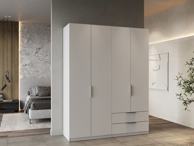 Drehtürenschrank >GHOST< in Matt weiß - 157,3x203x51,1cm (BxHxT)