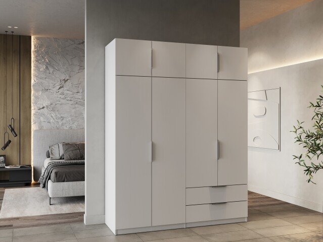 Drehtürenschrank >GHOST< in Matt weiß - 157,3x203x51,1cm (BxHxT)