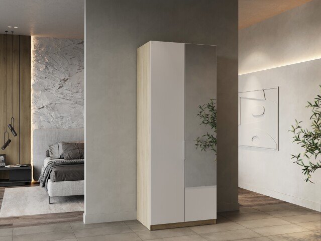 Drehtürenschrank >GHOST< in Matt weiß - 79,4x203x51,1cm (BxHxT)