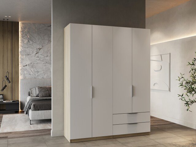 Drehtürenschrank >GHOST< in Matt weiß - 157,3x203x51,1cm (BxHxT)
