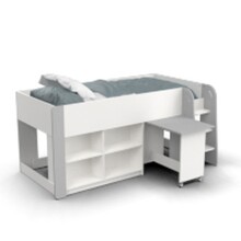 Etagenbett >HAMPTON< in Matt weiß - 210,3x97,8x124,2cm (BxHxT)