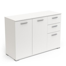Sideboard >IZZY< in Matt weiß - 119,6x85,1x41,9cm (BxHxT)