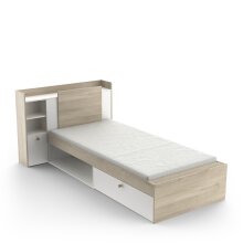 Stauraumbett >LIFE< in Kronberg Eiche - 226,9x90,5x124,5cm (BxHxT)