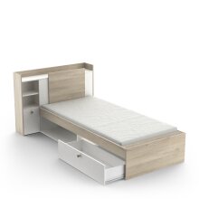 Stauraumbett >LIFE< in Kronberg Eiche - 226,9x90,5x124,5cm (BxHxT)