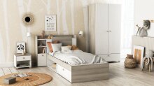 Stauraumbett >LIFE< in Kronberg Eiche - 226,9x90,5x124,5cm (BxHxT)