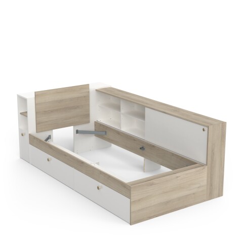 Stauraumbett >LIFE< in Kronberg Eiche - 229,4x87,7x119,2cm (BxHxT)