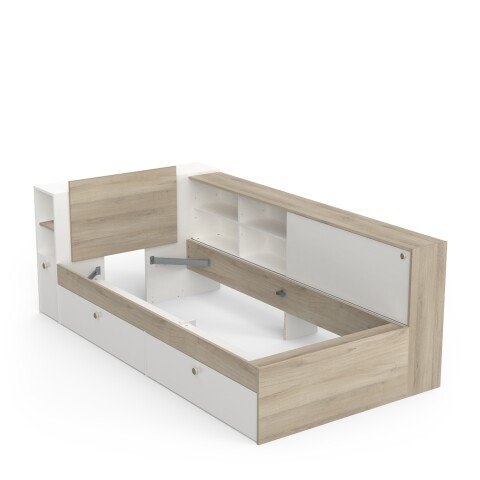 Stauraumbett >LIFE< in Kronberg Eiche - 229,4x87,7x119,2cm (BxHxT)