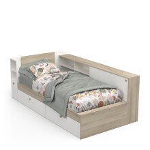 Stauraumbett >LIFE< in Kronberg Eiche - 229,4x87,7x119,2cm (BxHxT)