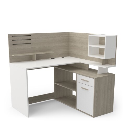 Eckschreibtisch >MALICIA< in Kronberg Eiche - 121,5x119,6x116,2cm (BxHxT)