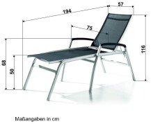 Gartenliege >Bodega< in Grau , Kunstfasergewebe - 194x116x75cm (BxHxT)