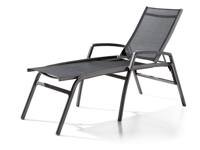 Gartenliege >Bodega< in Silbergrau, Kunstfasergewebe - 194x116x75cm (BxHxT)