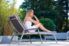 Gartenliege >Bodega< in Grau , Kunstfasergewebe -...