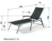 Gartenliege >Bodega< in Grau , Kunstfasergewebe - 194x102x75cm (BxHxT)