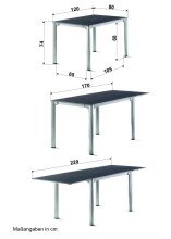 Gartentisch >Exclusiv< in Schiefer anthrazit, vivodur ® - 120x74x80cm (BxHxT)