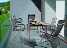Gartentisch >Exclusiv< in Schiefer anthrazit, vivodur ® - 120x74x80cm (BxHxT)