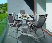 Gartentisch >Exclusiv< in Schiefer anthrazit, vivodur ® - 120x74x80cm (BxHxT)