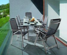 Gartentisch >Exclusiv< in Schiefer anthrazit, vivodur ® - 120x74x80cm (BxHxT)