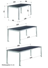 Gartentisch >Exclusiv< in Schiefer anthrazit, vivodur ® - 165x75x95cm (BxHxT)