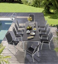 Gartentisch >Exclusiv< in Schiefer anthrazit, vivodur ® - 165x75x95cm (BxHxT)