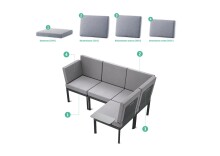 Rückenkissen >Lugo< in Dunkelgrau, Polypropylen, Polyester - 61x8x42cm (BxHxT)