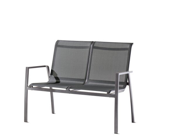 Gartenlounge-Bank >Malaga< in Silbergrau - 65,5x92,5x115,5 (BxHxT)