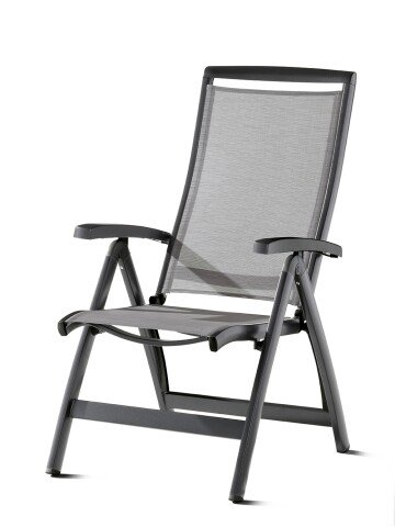 Klappstuhl >Royal< in Hellgrau, Kunstfasergewebe - 75x112x63cm (BxHxT)