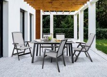 Klappstuhl >Royal< in Hellgrau, Kunstfasergewebe - 75x112x63cm (BxHxT)