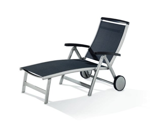 Rollliege >Royal< in Grau, Textilux®-Kunstfasergewebe - 193x101x78cm (BxHxT)