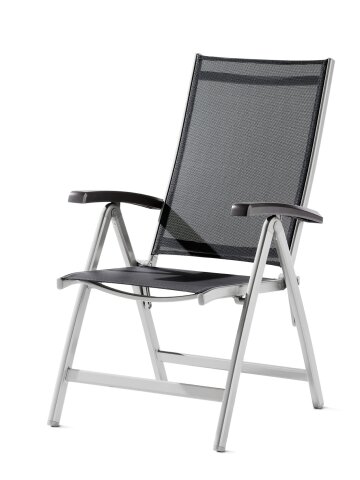 Klappstuhl >Salerno< in Grau, Textilux®-Kunstfasergewebe - 71x109x62cm (BxHxT)