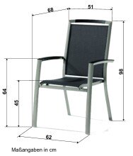 Stapelstuhl >Trento< in Grau, Kunstfasergewebe - 68x98x62cm (BxHxT)