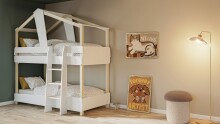 Etagenbett >TIMBER< in Samtweiss, MDF lackiert -...