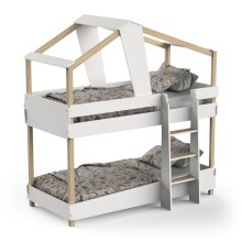 Etagenbett >TIMBER< in Samtweiss, MDF lackiert - 200x206x112,3cm (BxHxT)