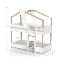 Etagenbett >TIMBER< in Samtweiss, MDF lackiert - 200x206x112,3cm (BxHxT)