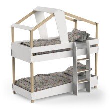 Etagenbett >TIMBER< in Samtweiss, MDF lackiert - 200x206x112,3cm (BxHxT)