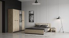 Bettgestell >WATSON< in Kronberg Eiche - 148,3x71,7x204,3 cm B/H/T