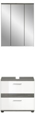 Badezimmer-Set >Blake< in Rauchsilber / Weiß Hochglanz - 60x191x34cm (BxHxT)