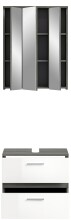 Badezimmer-Set >Blake< in Rauchsilber / Weiß Hochglanz - 60x191x34cm (BxHxT)