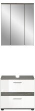 Badezimmer-Set >Blake< in Rauchsilber / Weiß Hochglanz - 60x191x34cm (BxHxT)