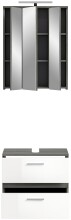 Badezimmer-Set >Blake< in Rauchsilber / Weiß Hochglanz - 60x191x34cm (BxHxT)