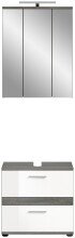 Badezimmer-Set >Blake< in Rauchsilber / Weiß Hochglanz - 60x191x34cm (BxHxT)