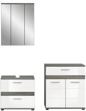 Badezimmer-Set >Blake< in Rauchsilber / Weiß Hochglanz - 146x191x34cm (BxHxT)