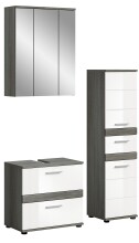 Badezimmer-Set >Blake< in Rauchsilber / Weiß...