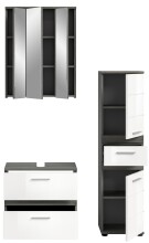 Badezimmer-Set >Blake< in Rauchsilber / Weiß Hochglanz - 110x191x34cm (BxHxT)