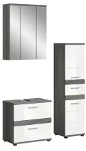 Badezimmer-Set >Blake< in Rauchsilber / Weiß...