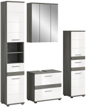 Badezimmer-Set >Blake< in Rauchsilber / Weiß...