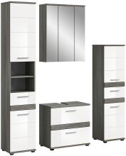 Badezimmer-Set >Blake< in Rauchsilber / Weiß...