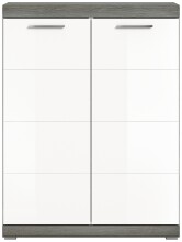 Schuhschrank >Scout< in Rauchsilber / Weiß Hochglanz - 90x120x37cm (BxHxT)