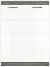 Schuhschrank >Scout< in Rauchsilber / Weiß Hochglanz - 90x120x37cm (BxHxT)