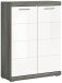 Schuhschrank >Scout< in Rauchsilber / Weiß Hochglanz - 90x120x37cm (BxHxT)