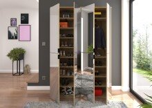 Garderoben-Set >Projekt X< in Artisan Eiche / Spiegelglas - 122x193x34cm (BxHxT)